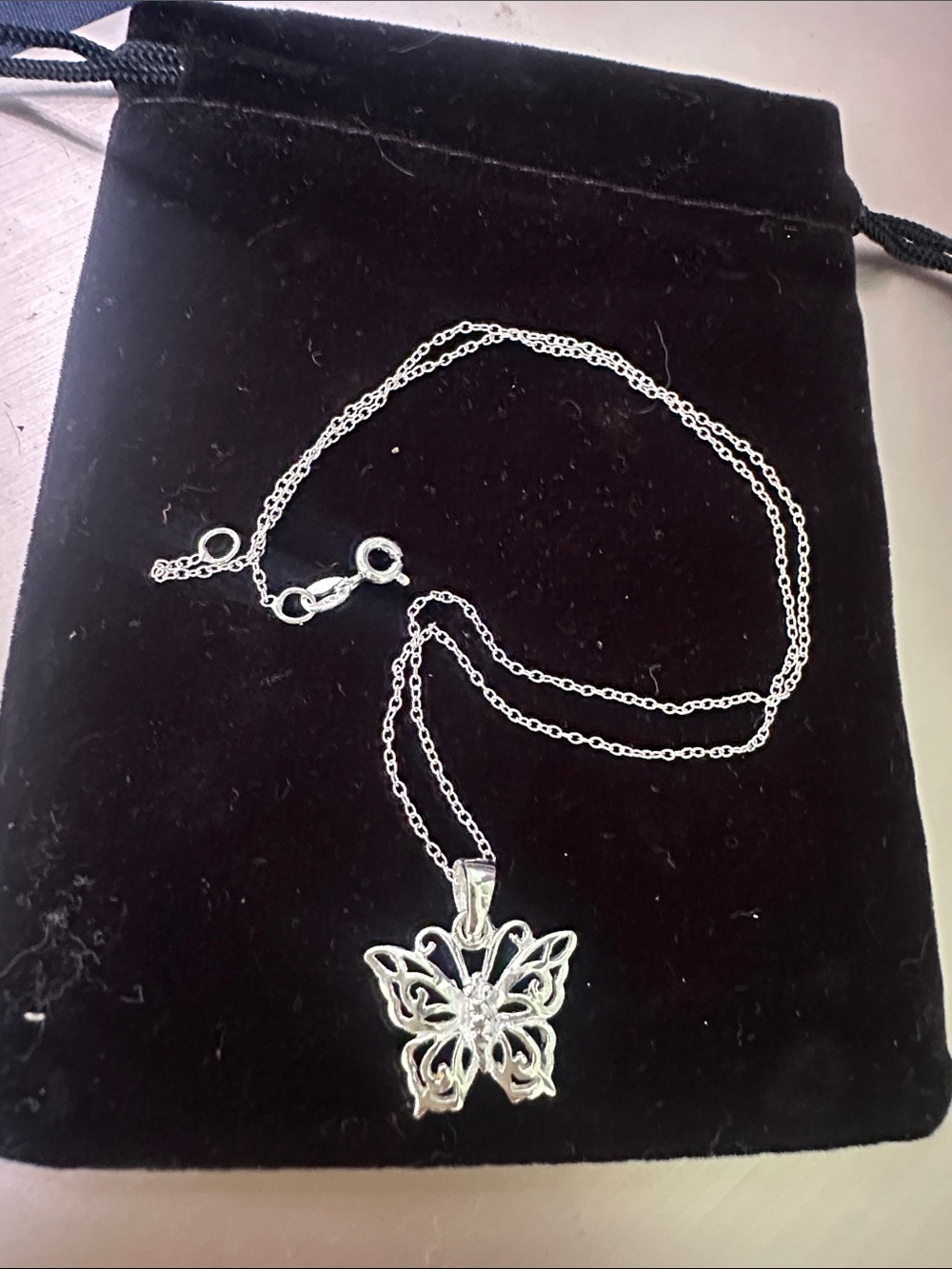 Sterling Silver Butterfly Pendant Necklace